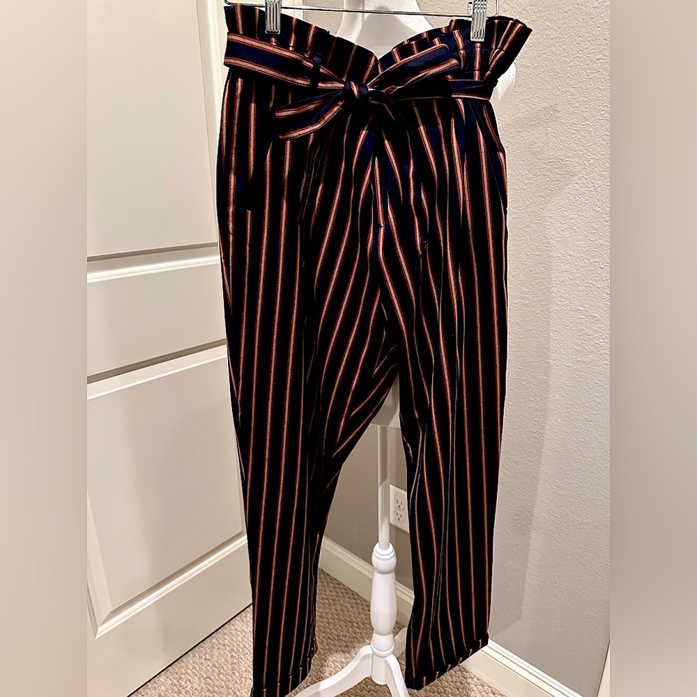 Zara Paper Bag Pants, Navy, Size XL